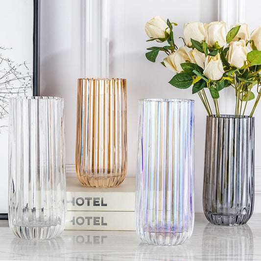 The Crystalline Striped Beaker Cylinder Vase